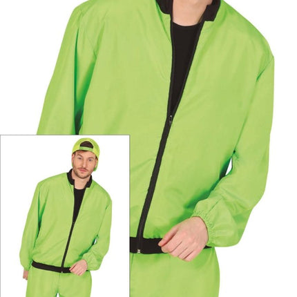 Neon Groene Trainingspak Fout Heren 2 delig - Partywinkel - 8434077861875