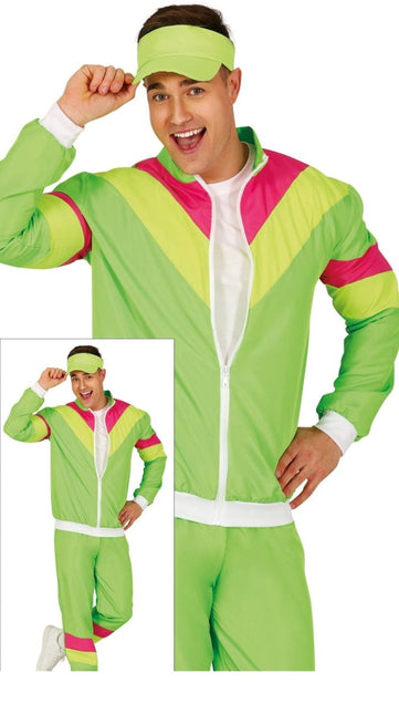 Neon Groene Trainingspak Fout Heren - Partywinkel - 8434077861943