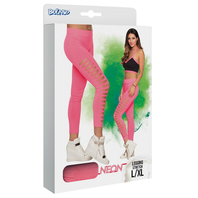Neon Roze Legging Gaten L - XL van Boland koop je bij Partywinkel