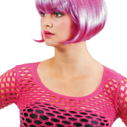 Neon Roze Pruik Boblijn van Wilbers & Wilbers koop je bij Partywinkel
