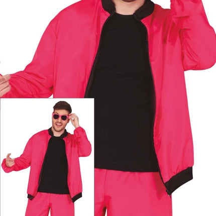 Neon Roze Trainingspak Fout Heren 2 delig - Partywinkel - 8434077861806