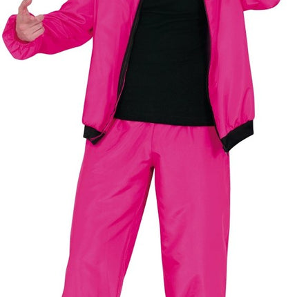 Neon Roze Trainingspak Fout Heren 2 delig - Partywinkel - 8434077861806