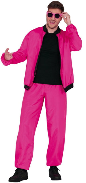 Neon Roze Trainingspak Fout Heren 2 delig - Partywinkel - 8434077861806