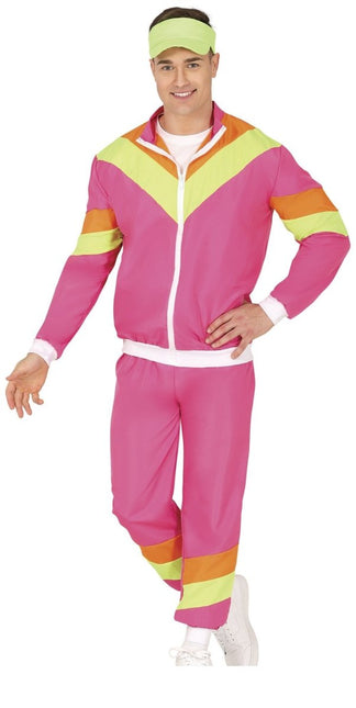 Neon Roze Trainingspak Fout Heren - Partywinkel - 8434077861981