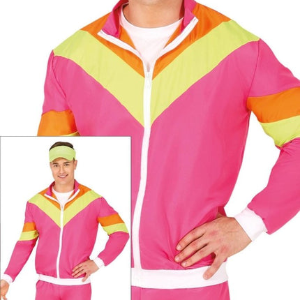 Neon Roze Trainingspak Fout Heren - Partywinkel - 8434077861981