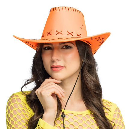 Neonoranje Cowboyhoed van Boland koop je bij Partywinkel