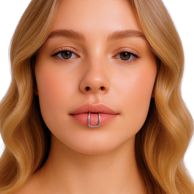 Neppe dubbele lip piercing Zilver van Fiestas Guirca koop je bij Partywinkel