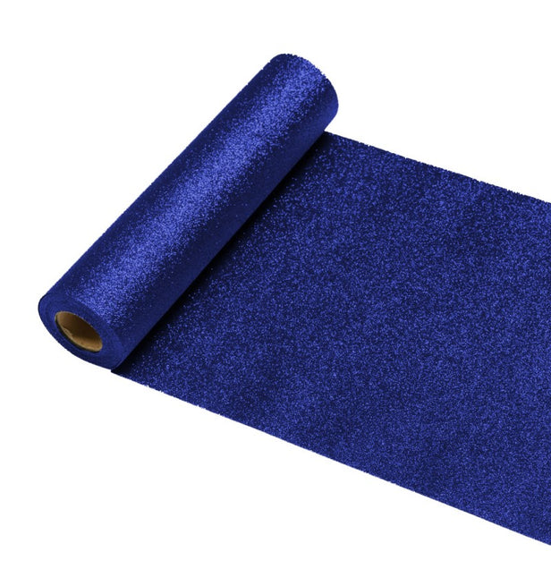 Runner da tavolo blu scuro glitterato 5m