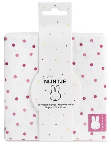 Nijntje Servetten Lichtroze 25cm 20st van Haza Witbaard koop je bij Partywinkel