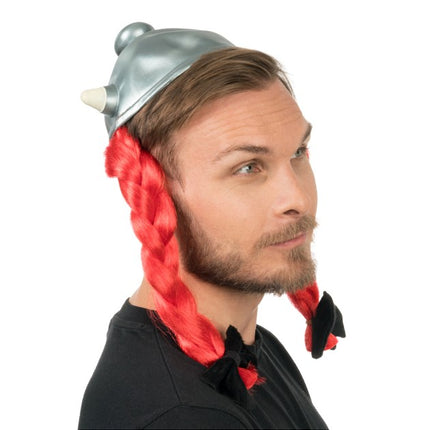 Asterix Obelix Helm met Rode Vlechten 52x40cm