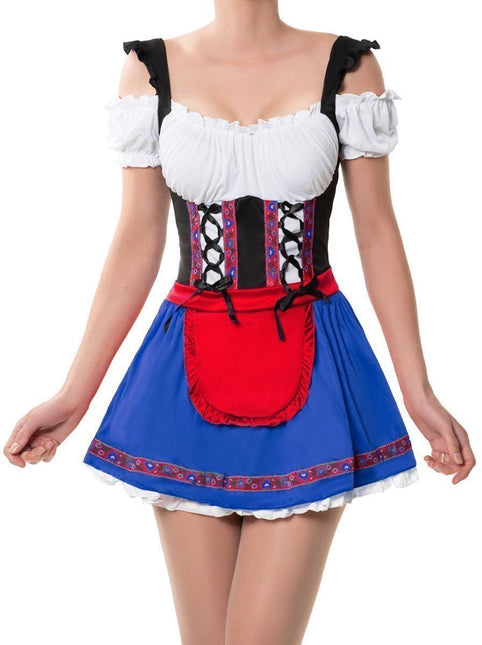 Abito Dirndl Rosso Oktoberfest Blu Bianco Marlene