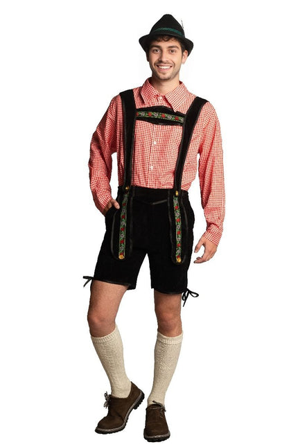 Lederhose nero corto con camicetta