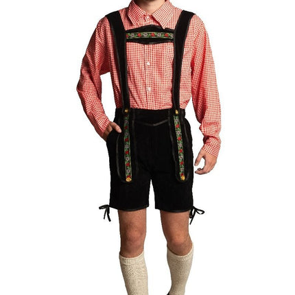 Lederhose nero corto con camicetta