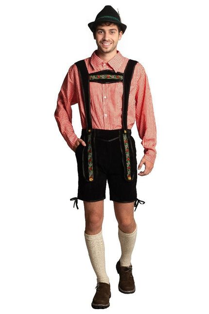 Lederhose nero corto con camicetta