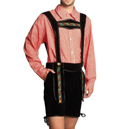 Lederhose nero corto con camicetta