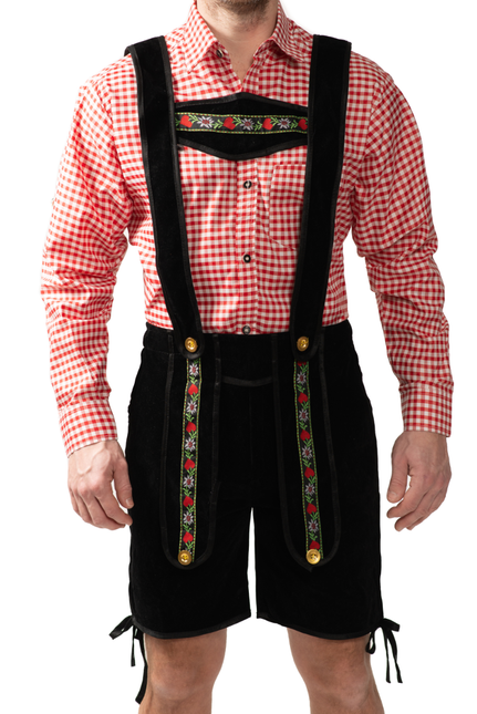 Lederhose nero corto con camicetta