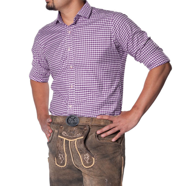 Oktoberfest Blouse Paars Heren - Partywinkel - 8720847791429