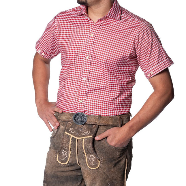 Oktoberfest Blouse Rood Heren Korte Mouw - Partywinkel - 8720847791481