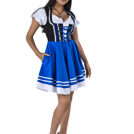 Oktoberfest Dirndl Jurk Oktoberfest Blauw Wit Dames 2 Delig van Haus Huberts koop je bij Partywinkel