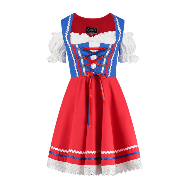 Oktoberfest Dirndl Jurk Oktoberfest Rood Blauw Dames 2 Delig van Haus Huberts koop je bij Partywinkel