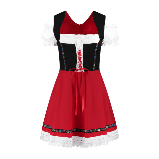 Oktoberfest Dirndl Jurk Oktoberfest Zwart Rood Dames van Haus Huberts koop je bij Partywinkel