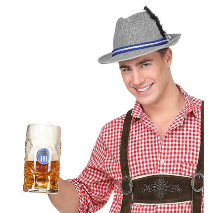 Oktoberfest Hoed Tiroler Grijs Met Edelweiss van Widmann koop je bij Partywinkel