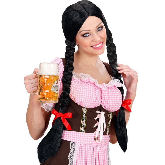 Oktoberfest Pruik Zwart Vlechten van Widmann koop je bij Partywinkel