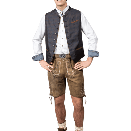 Oktoberfest Vest Blauw Trachtenweste Jaquard van Haus Huberts koop je bij Partywinkel