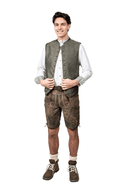 Oktoberfest Vest Donkergroen Trachtenweste Jaquard van Haus Huberts koop je bij Partywinkel