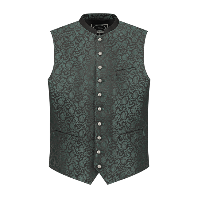 Oktoberfest Vest Groen Trachtenweste Jaquard van Haus Huberts koop je bij Partywinkel