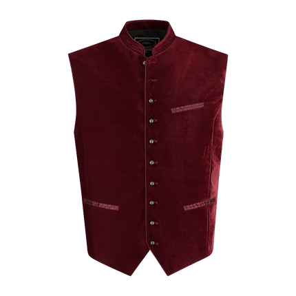 Oktoberfest Vest Rood Trachtenweste Jaquard van Haus Huberts koop je bij Partywinkel