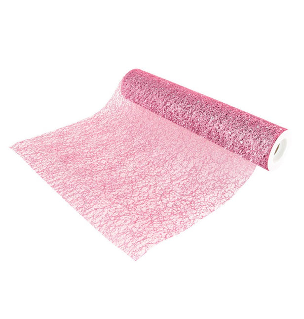 Runner da tavolo rosa glitterato 5m