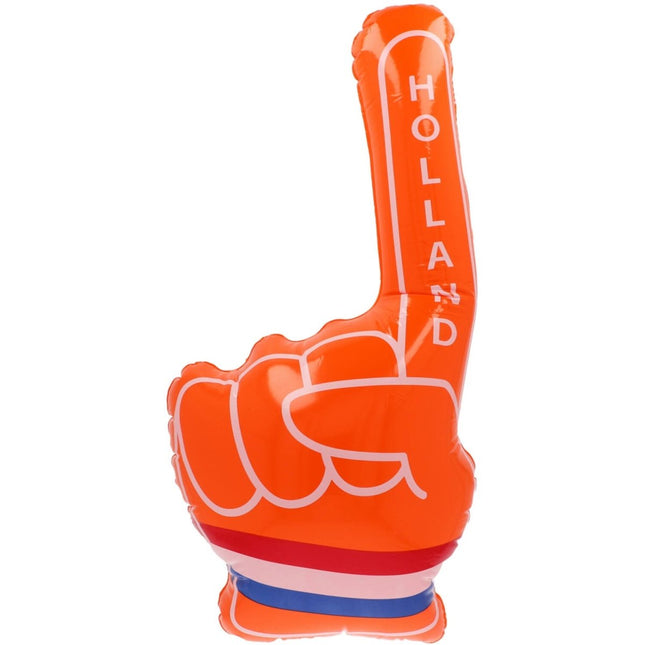 Opblaasbare hand - 'Holland' - Oranje - 79 x 33 cm van Folat koop je bij Partywinkel