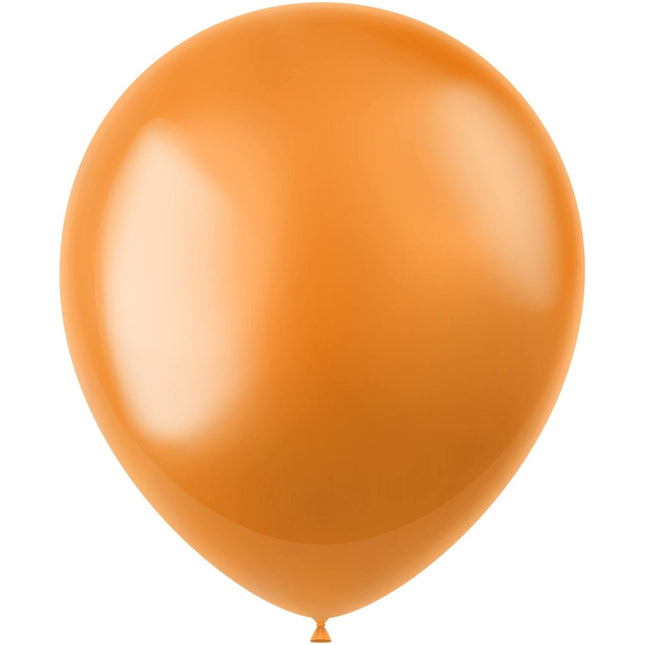 Oranje Ballonnen Metallic Marigold Orange 33cm 10st van Folat koop je bij Partywinkel