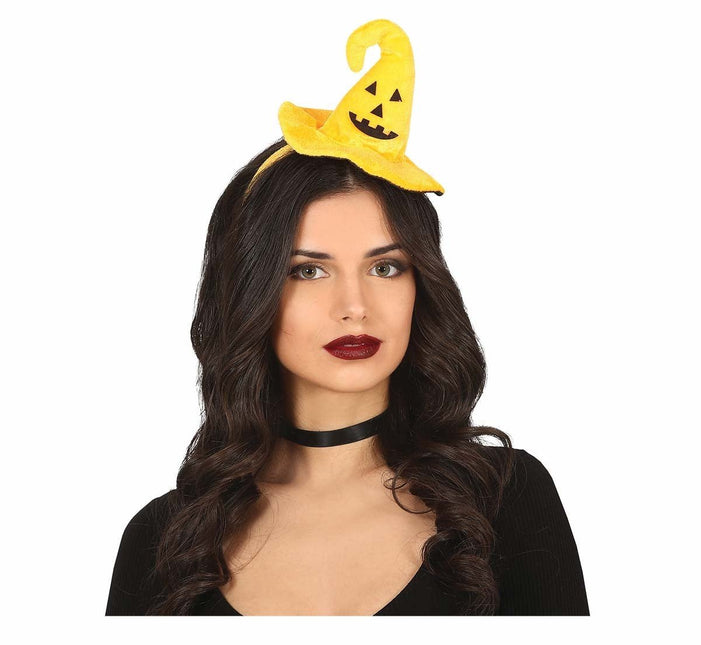 Oranje Halloween Haarband Heksenhoedje van Fiestas Guirca koop je bij Partywinkel