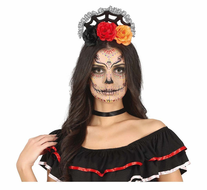 Oranje Rode Haarband Met Sluier van Fiestas Guirca koop je bij Partywinkel