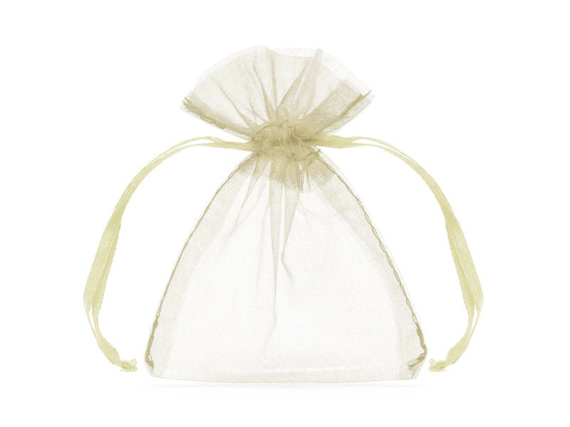 Organza Zakjes Creme 10cm 10st van Partydeco koop je bij Partywinkel