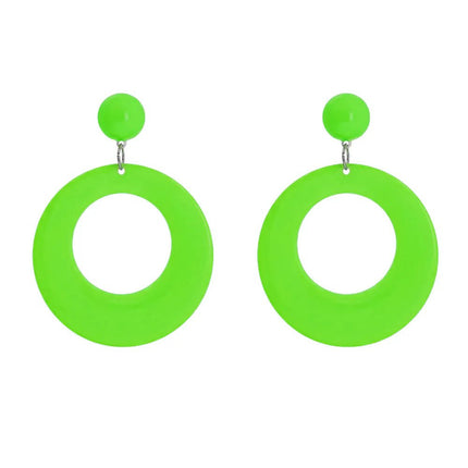 Paar oorbellen Retro neongroen UV van Boland koop je bij Partywinkel