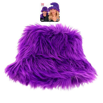 Paars Bucket Hat Pluche van Widmann koop je bij Partywinkel