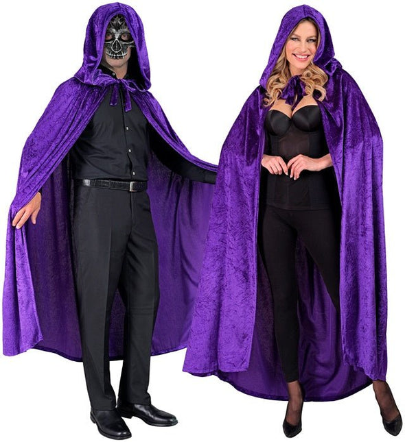 Paars Fluwelen Cape Met Kap 140cm van Widmann koop je bij Partywinkel