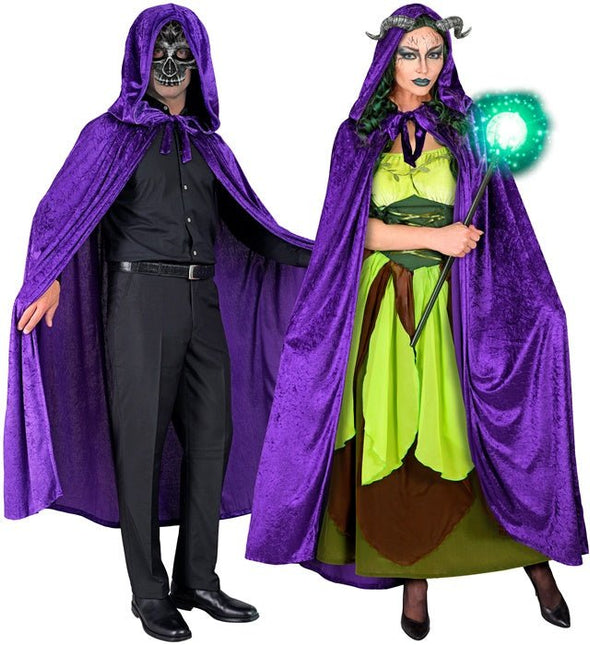 Paars Fluwelen Cape Met Kap 140cm van Widmann koop je bij Partywinkel