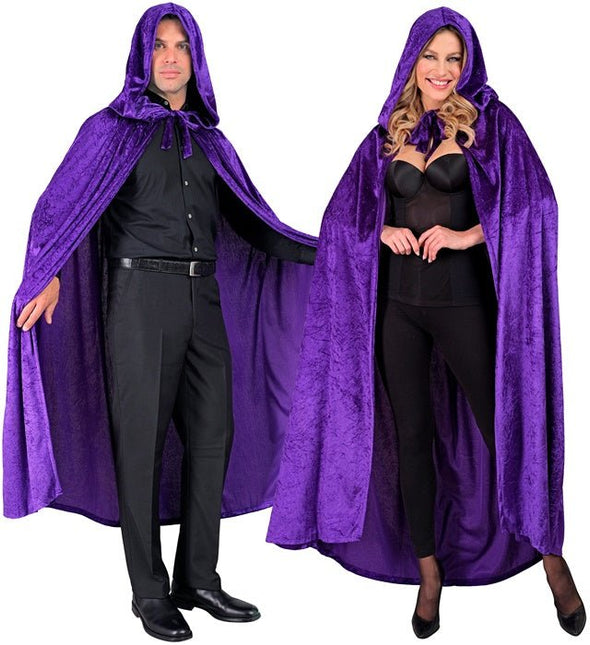 Paars Fluwelen Cape Met Kap 140cm van Widmann koop je bij Partywinkel