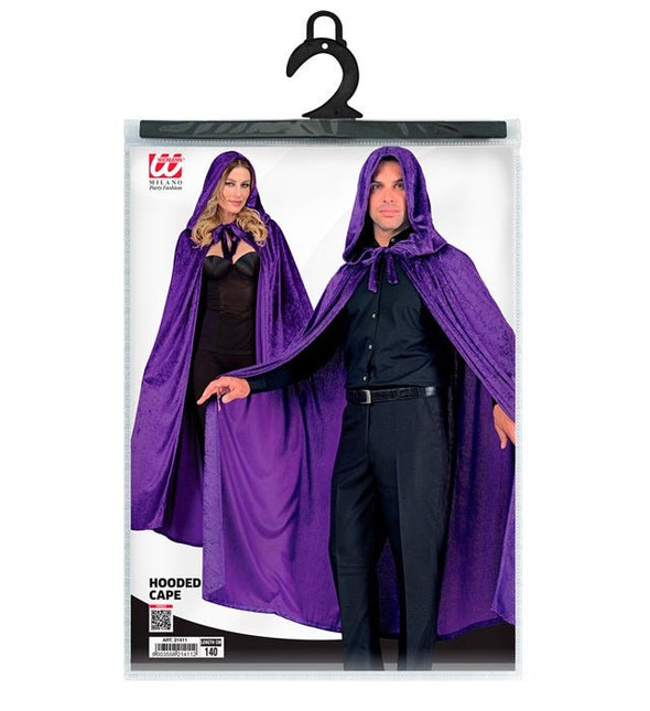 Paars Fluwelen Cape Met Kap 140cm van Widmann koop je bij Partywinkel