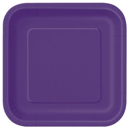 Paarse Borden Vierkant 23cm 14st van Unique koop je bij Partywinkel
