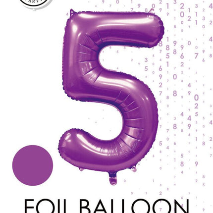Paarse Cijfer Ballon 5 Jaar Glans 86cm van WeFiesta koop je bij Partywinkel