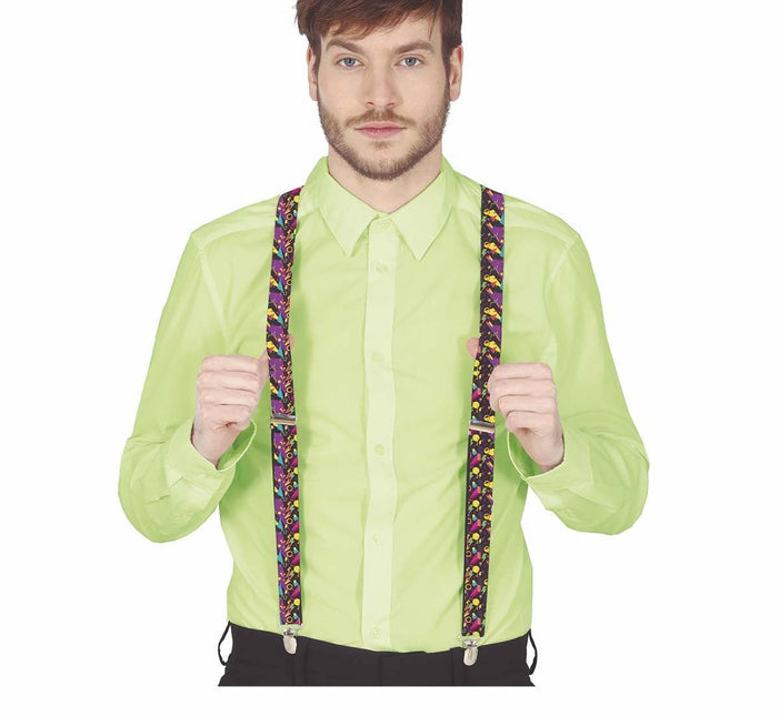 Paarse Jaren 80 Bretels van Fiestas Guirca koop je bij Partywinkel