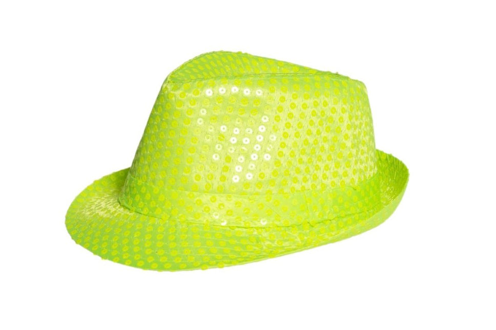 Pailletten Hoedje Neon Groen van Partychimp koop je bij Partywinkel