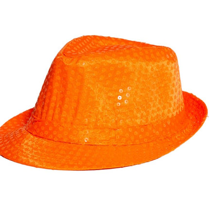 Pailletten Hoedje Neon Oranje van Partychimp koop je bij Partywinkel