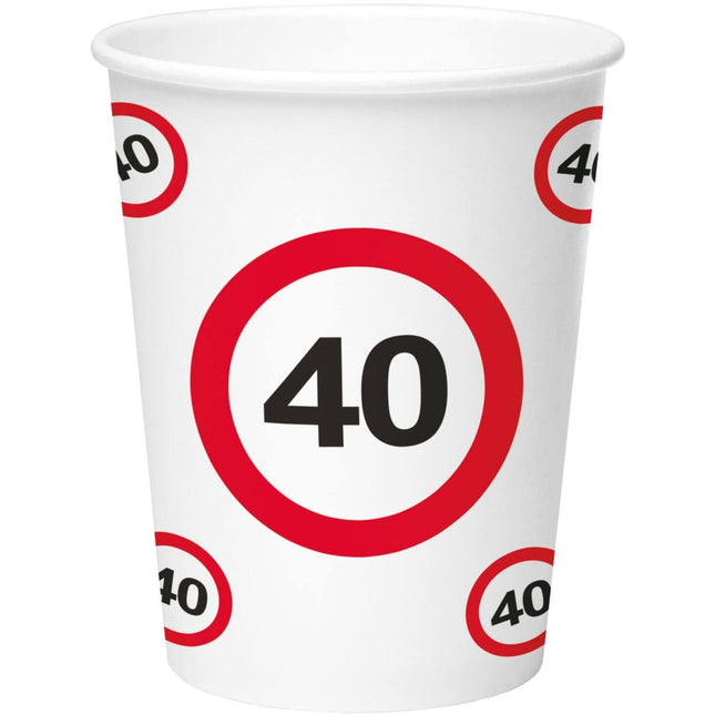 Papieren Bekers - Verkeersbord 40 - 250 ml - 8 stuks van Folat koop je bij Partywinkel