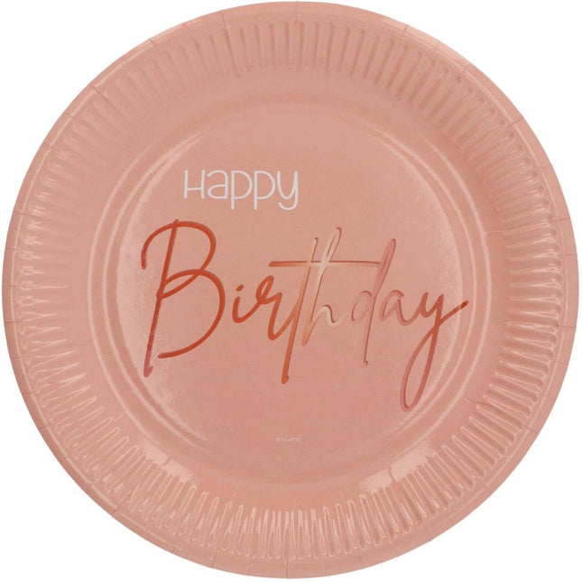 Papieren Borden - Elegant Lush Blush - 23 cm - 8 stuks van Folat koop je bij Partywinkel